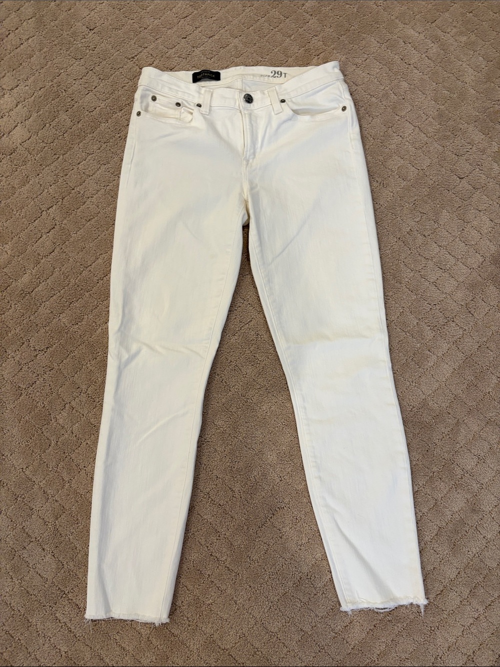 J. Crew White Skinny Jeans with Raw Hem